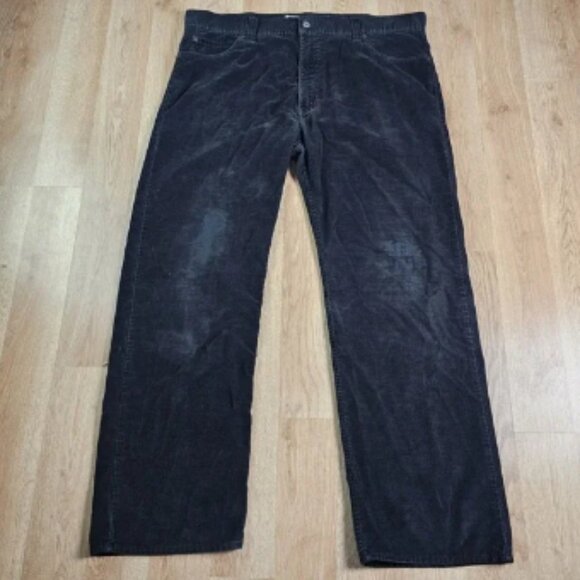 VTG Levi's‎ Jeans Pants Mens 42x32 Black 549 Low Loose Fit Straight Leg Corduroy - Picture 1 of 5